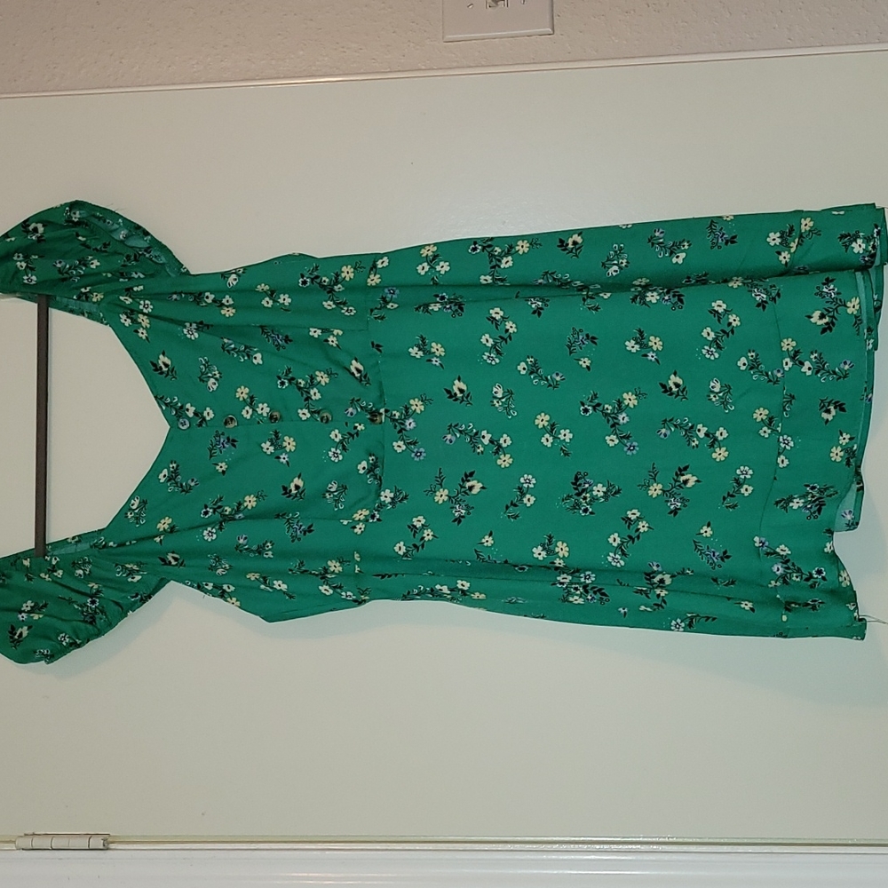 Green Floral Sundress NWOT